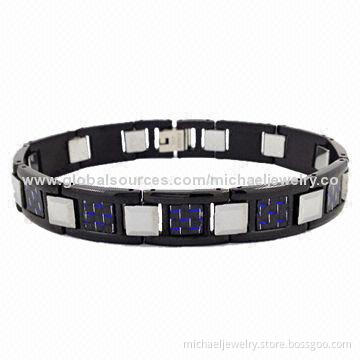 Stainless Steel Bracelets with Plating IP Black, Blue Carbon Fiber and Tungsten Steel